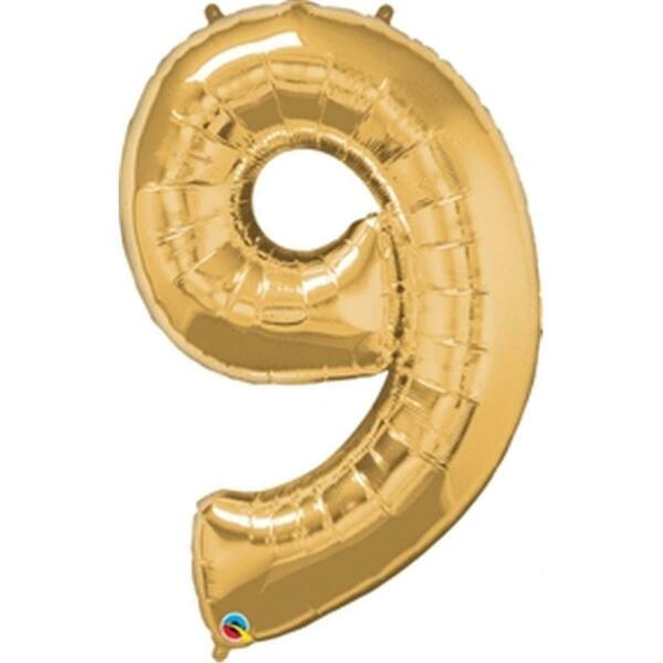 Anagram 42 in. Number 9 Gold Shape Air Fill Foil Balloon 87852